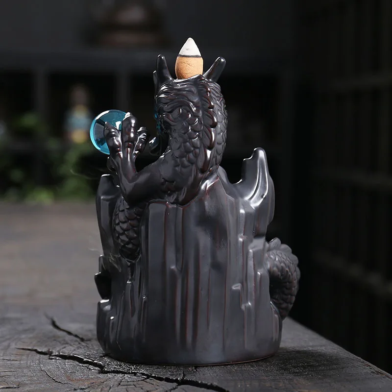 1 Шт. Керамическая Курильница Ручной Работы С Обратным Потоком И Драконом