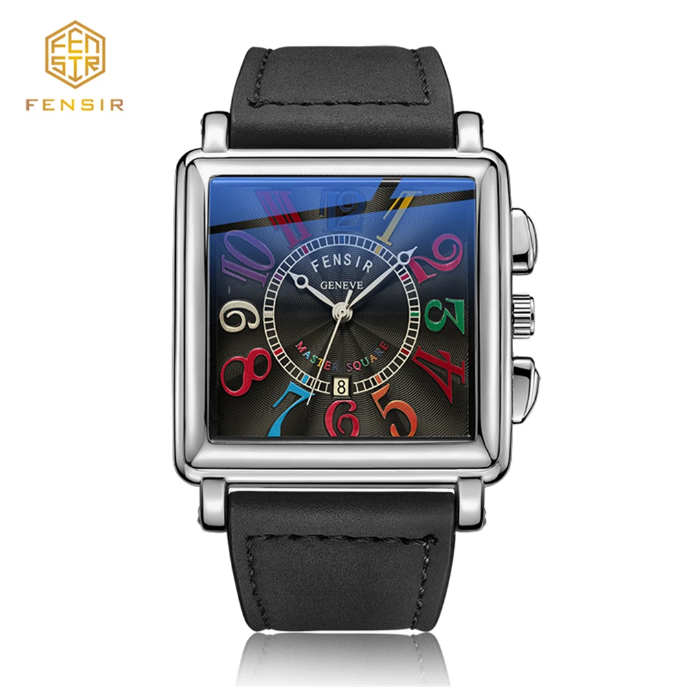 Часы мужские с большим квадратным циферблатом календарем спортивные кварцевые -