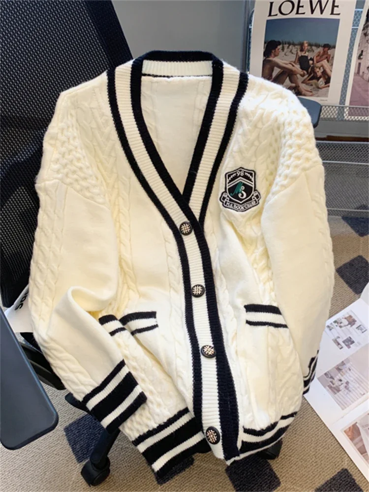 Зимний женский свитер вязаный кардиган большого размера для девочек кашемировый