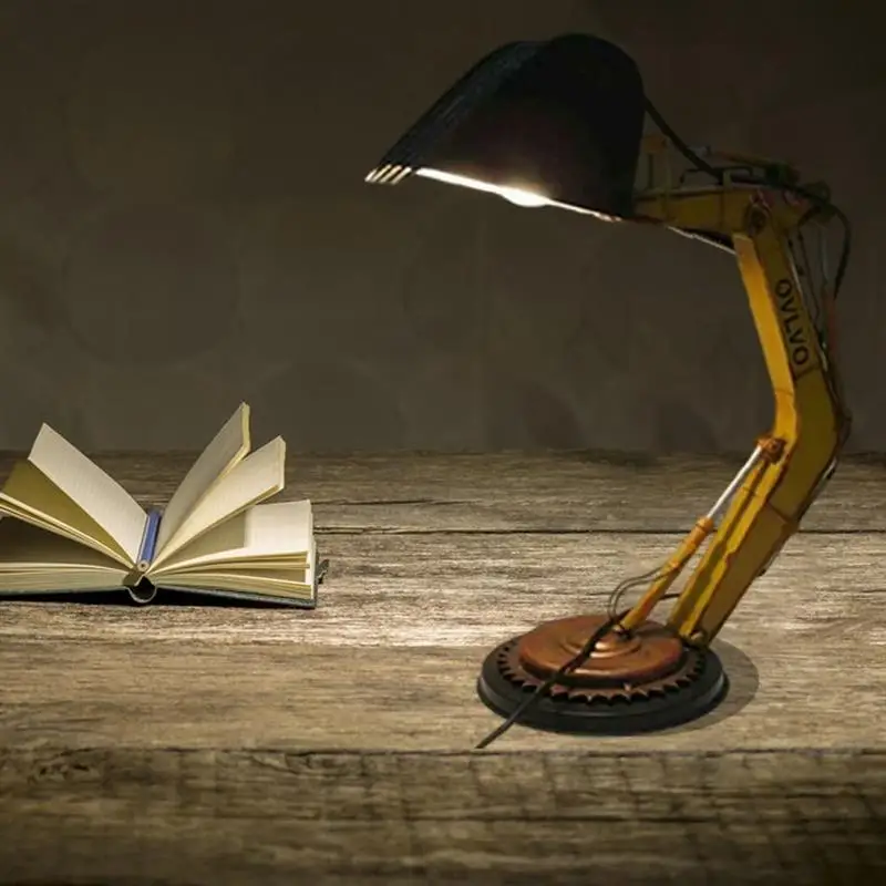 Creative Excavator Desk Lamp LED Digger Desk Night Light Bedside Lamp Reading Light for Home Bedroom Decoration Novelty Lighting