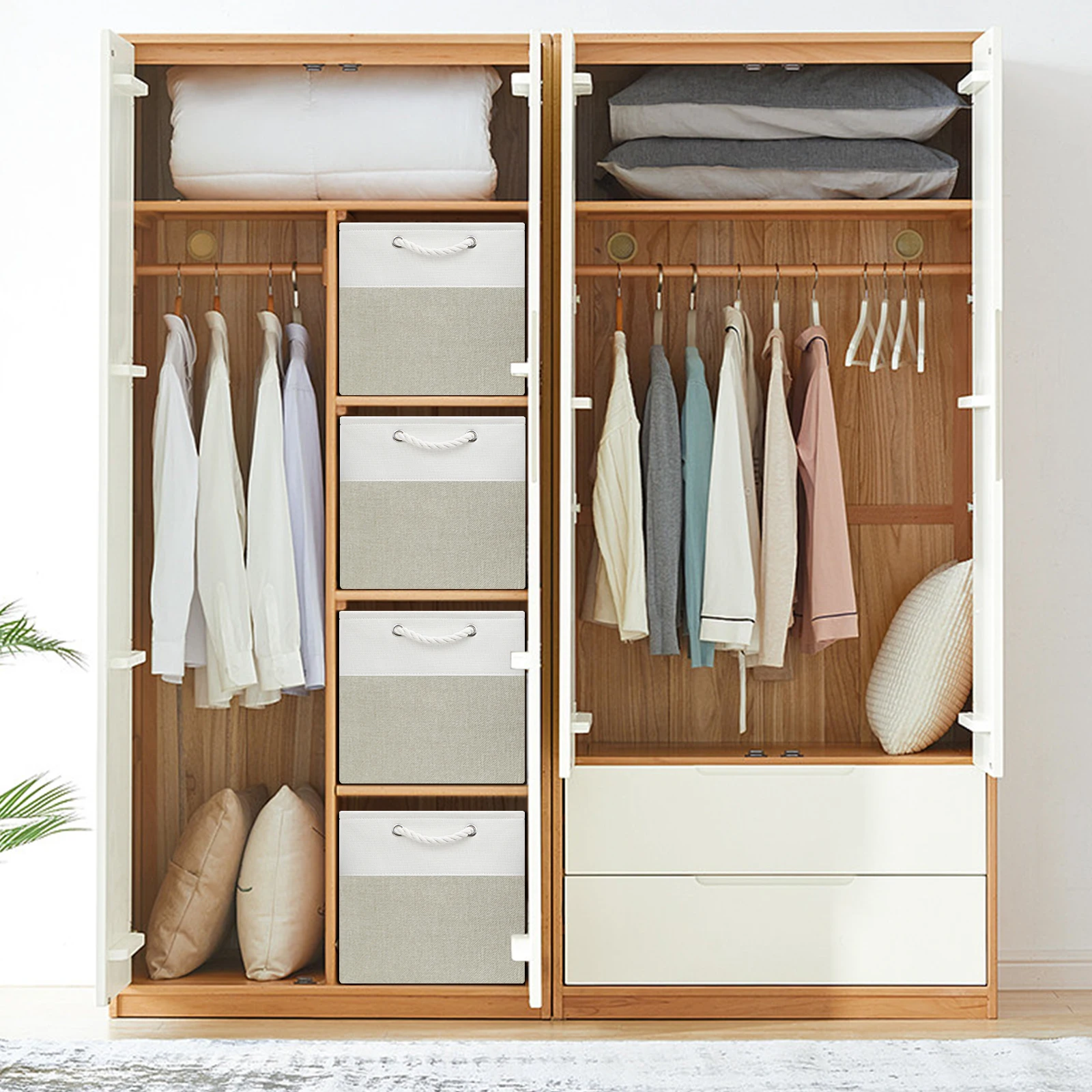 Складные корзины для хранения 4 шт. в упаковке большой тканевый ящик с завязкой