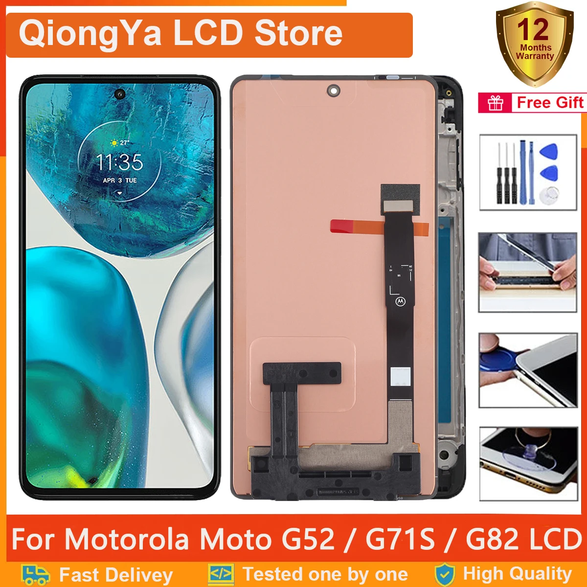 Enlarge 6.6'' Original Amoled g52 Display For Motorola Moto G52 XT2221-1 lcd G71S G82 5G LCD With Touch Screen Digitizer Assembly Parts