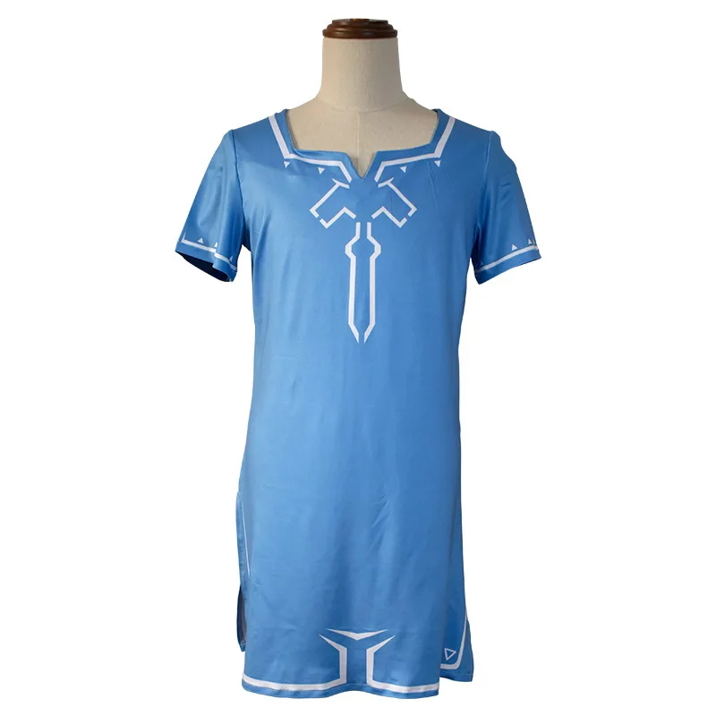 

Футболка для косплея по мотивам аниме «Легенда», повседневный топ с коротким рукавом для ролевых игр, голубая футболка