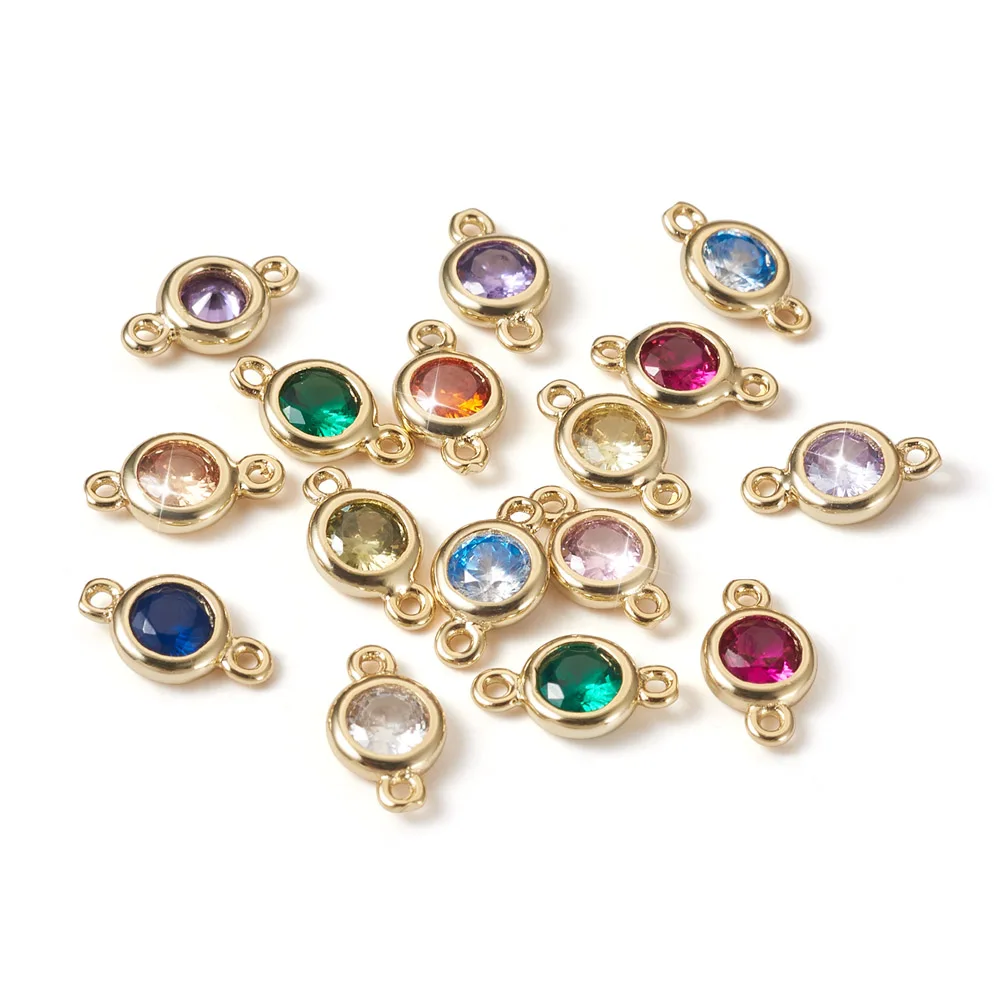 24Pcs 14K Gold Plated Cubic Zirconia Diamond Charms Connector Crystal Pendants Link for DIY Bracelet Necklace Jewelry Making
