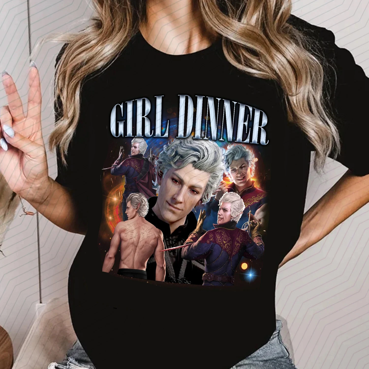 

Astarion Girl Dinner Inspired Meme T Shirt Gift Baldur's Gate Fan Merch Shirts for Men Women Novelty Graphic Printing Clothes