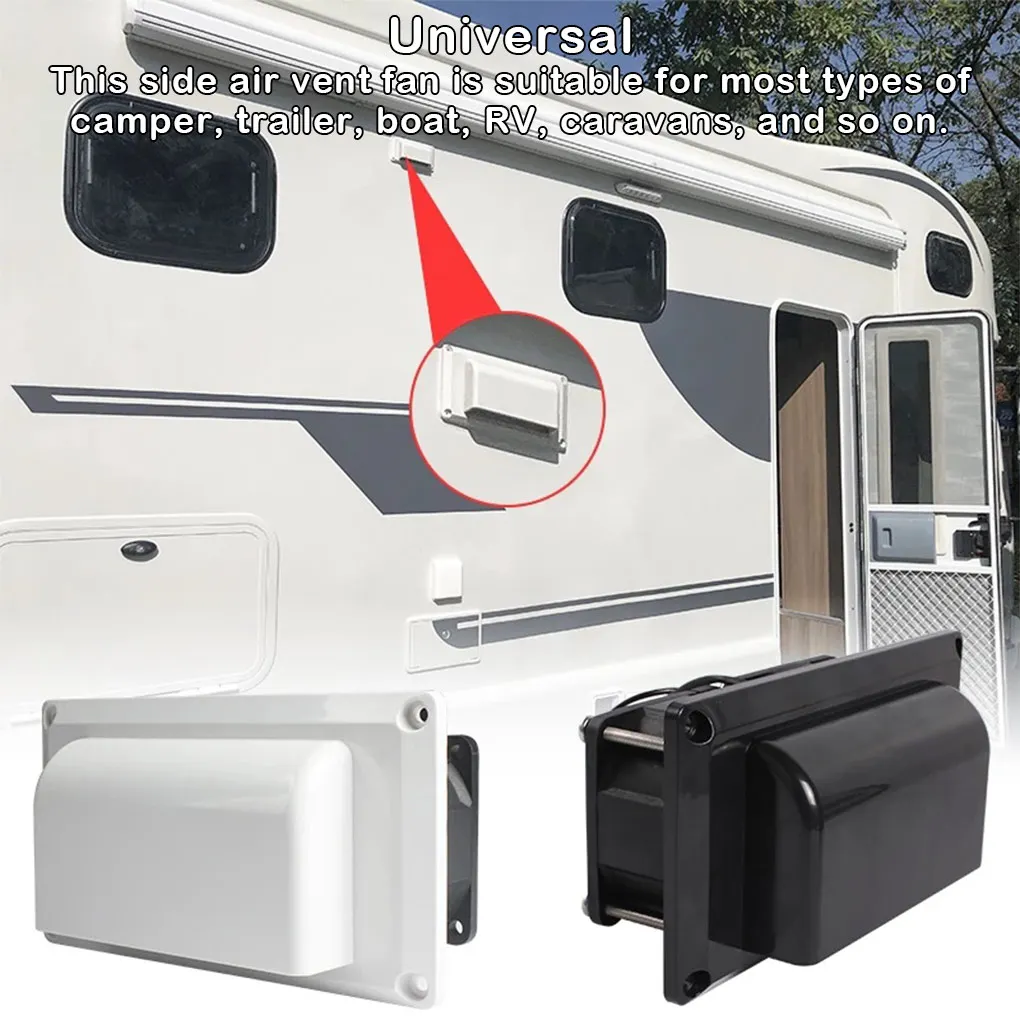 

Car RVs Side Air Vent with Grille Vehicle Trailer Caravan Camper Ventilation Exhaust Fan Low Noise Automobile Black