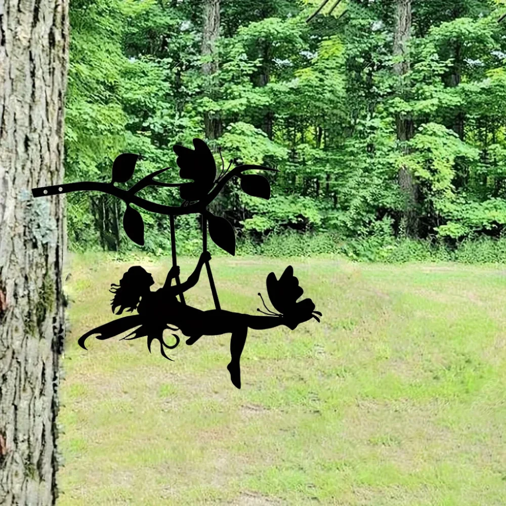 CIFBUY элегантная качели эльфа на ветке стальной силуэт металлическая стена