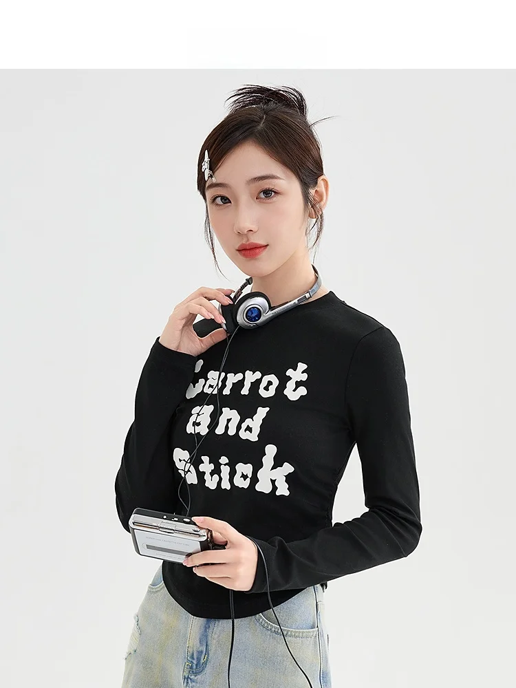 Sanfu Long sleeves Shirt 2024 New Autumn Contrast Color English Pleat Waist Hugging round Neck Short Jacket Women clothes 49762