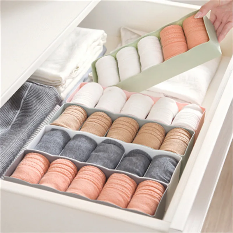 

5 Grids Underwear Socks Storage Box Rangement Clothing Organizer Multifunctional Desktop Wardrobe Closet Drawer Organizers