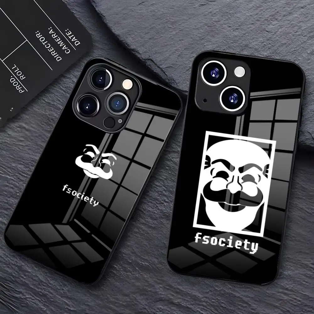 Фото Чехол для телефона Mr Robot Fsociety для iPhone 17 Pro Max 16 15 14 Pro Max 13 11 X Xs Xr 8 7Plus, стеклянная крышка №1