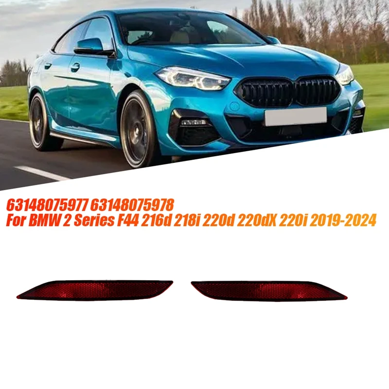 1Pair Rear Bumper Reflector Light Trim 63148075977 63148075978 For BMW 2 Series F44 216D 218I 220D 220DX 220I 2019-2024 Parts