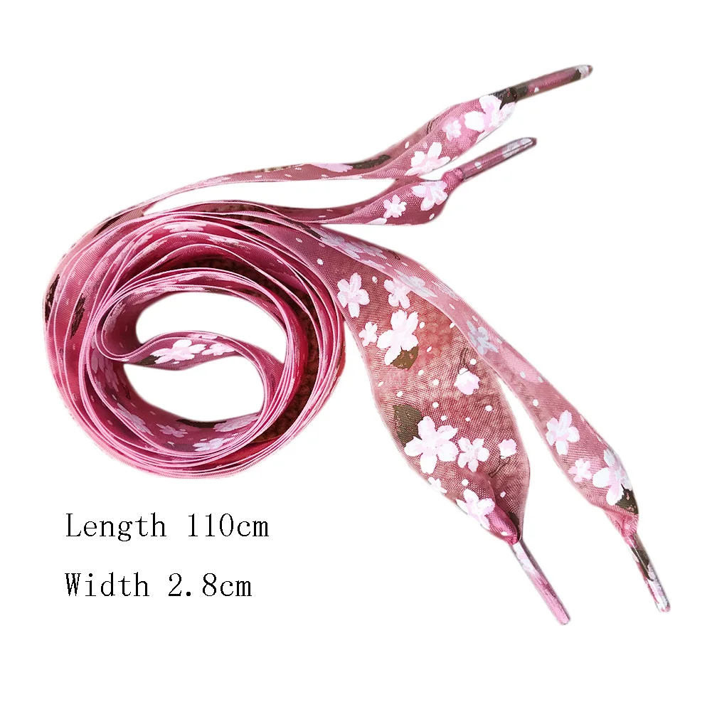 1pair 110cm Snowflake Yarn Flat Satin Silk Ribbon Shoelaces Shoe Laces Sneaker Party Sport Shoes Lace Strings Athletic Shoe Lace