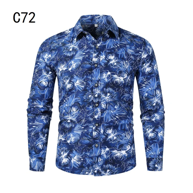 

2022 Spring Men's New Style Large-size Long-sleeve Printed Shirt