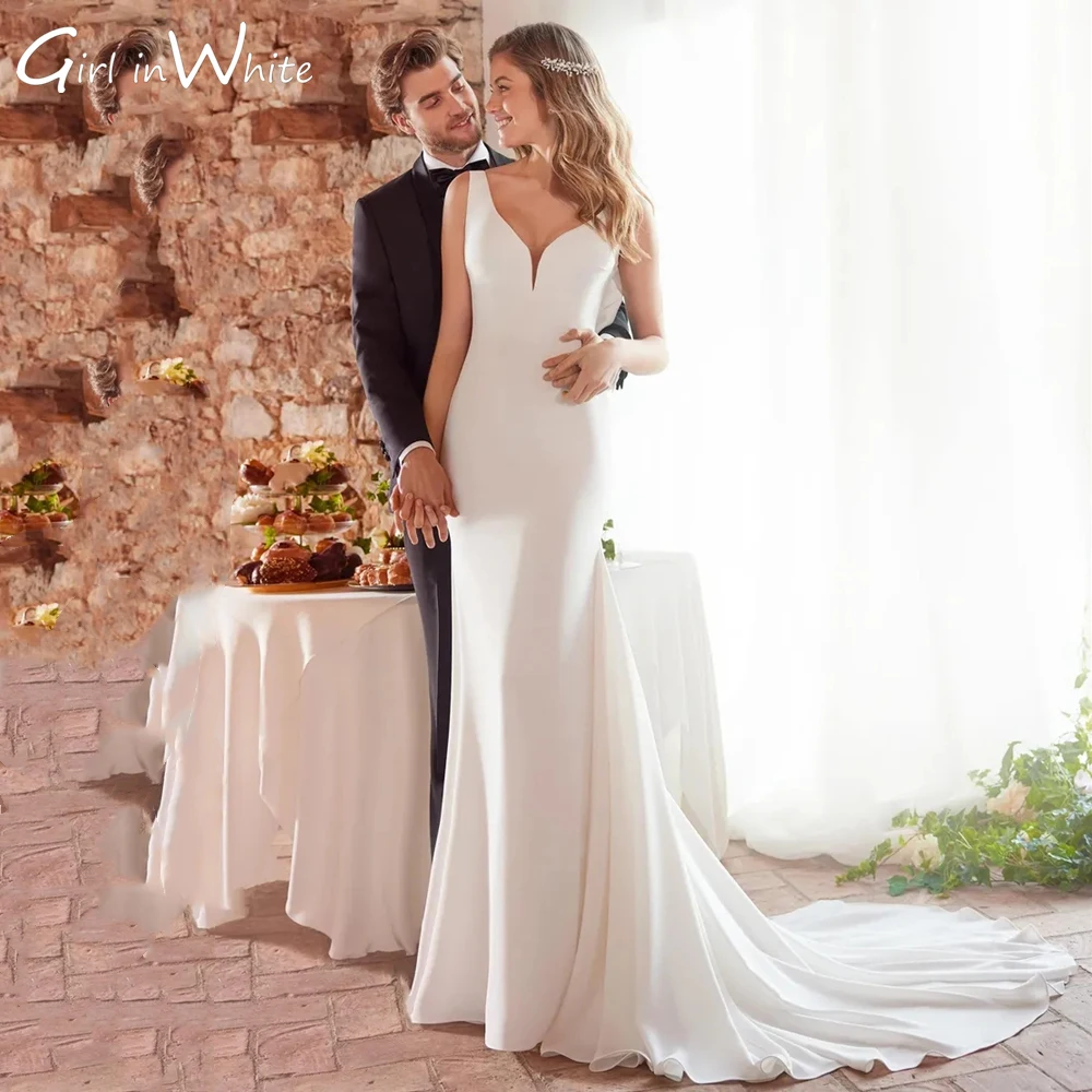 

Modern Satin Mermaid Wedding Dress Sweetheart Neckline With Court Train Bridal Wedding Gown Vestido De Novia Robe De Mariée