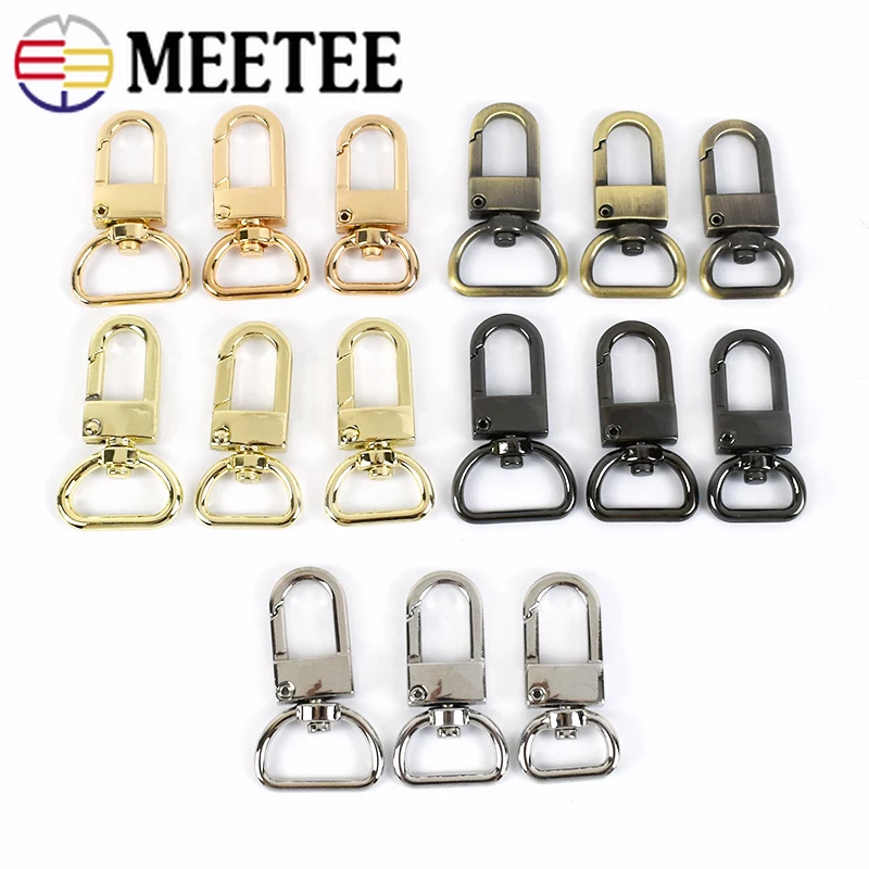 

10Pcs 13/16/19mm Metal D-Tail Swivel Buckles Key Chain Bag Webbing Strap Buckle Lobster Clasp Hooks Hanger Hardware Accessories