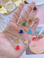6pcs 2022 fashion rainbow color necklace pendant heart zircon pave charms gold plated brass choker link necklace