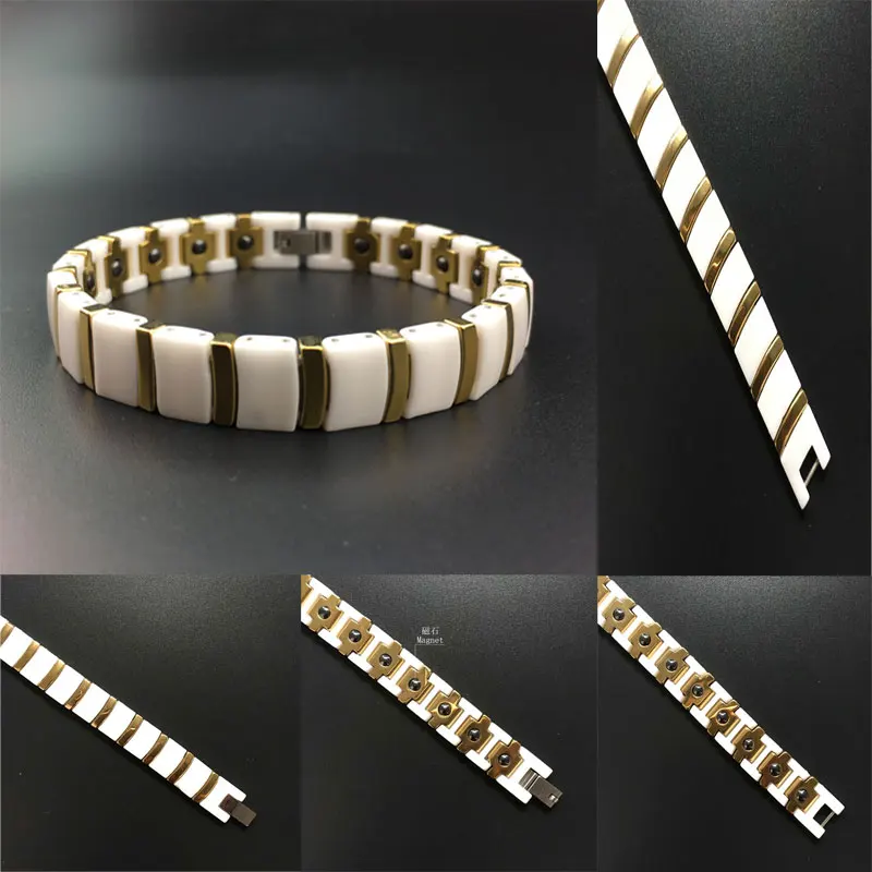 

New Ceramic Gold Inlaid Men Women Magnetic Bracelet Exquisite Healthy Jewelry Gifts Unisex Fashion Bracelets Hand-on Wristband
