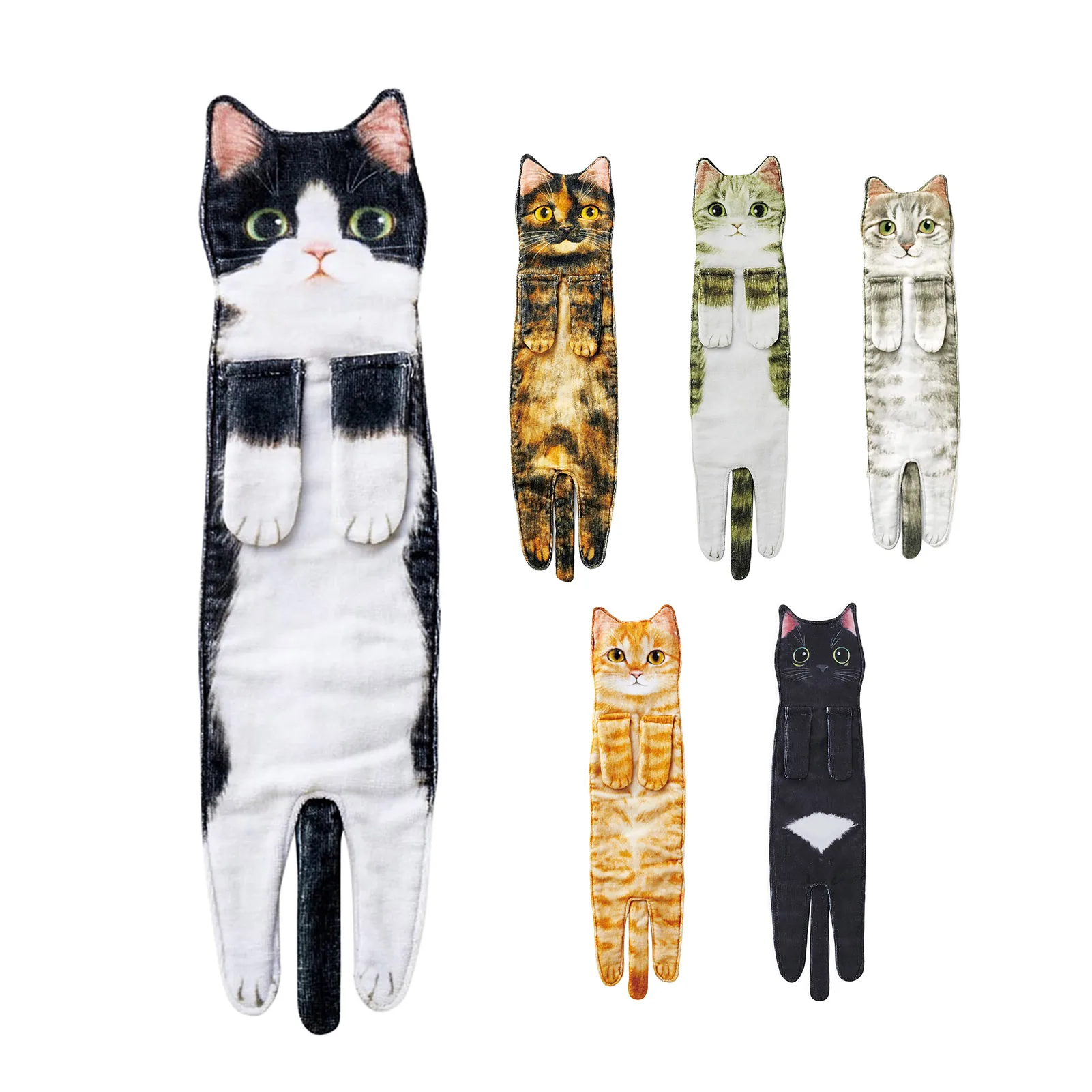 

NEW Funny Cat Hand Towels Cats Decor Kitchen Hangings Towels Cat Shape Wipe Hands Towel Cute Decorative Cat Gifts For Cat Lovers