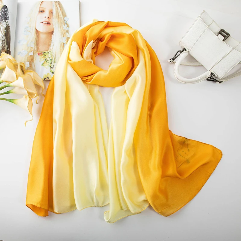 

Fashion Gradient Color Solid Scarf Women Foulard Chiffon Georgette Long Shawl Summer Bandana Elegant Hijab 190*110cm