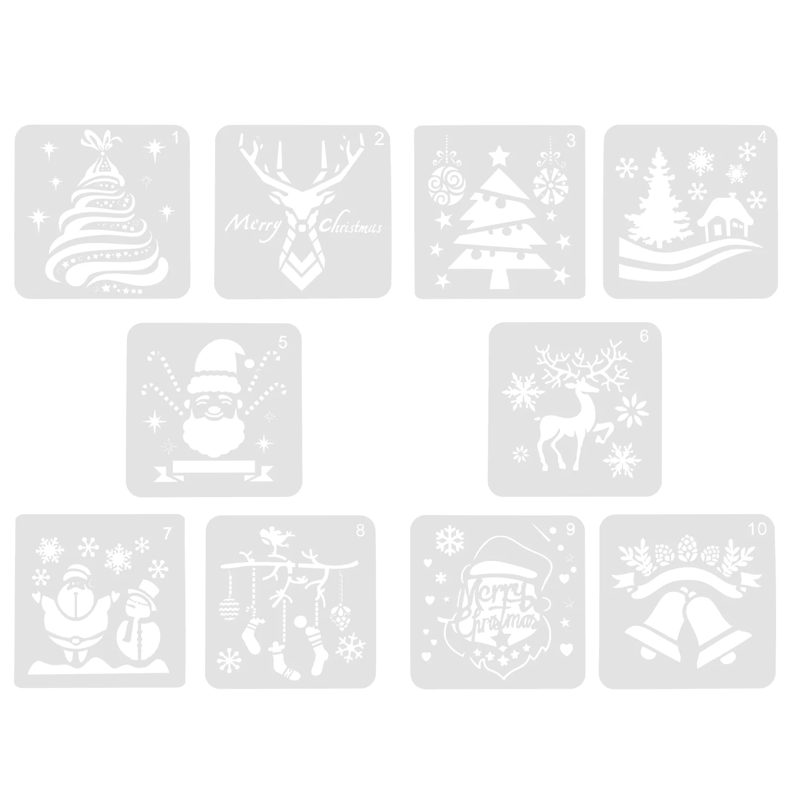 

Stencils Christmas Paintingtemplate Snowflake Drawing Snowman Tree Reusable Xmaswood