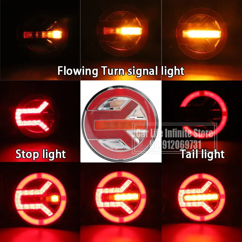 4x5 5 дюйма для грузовика прицепа динамический поворот фонарь заднего хода 12 В/24 В