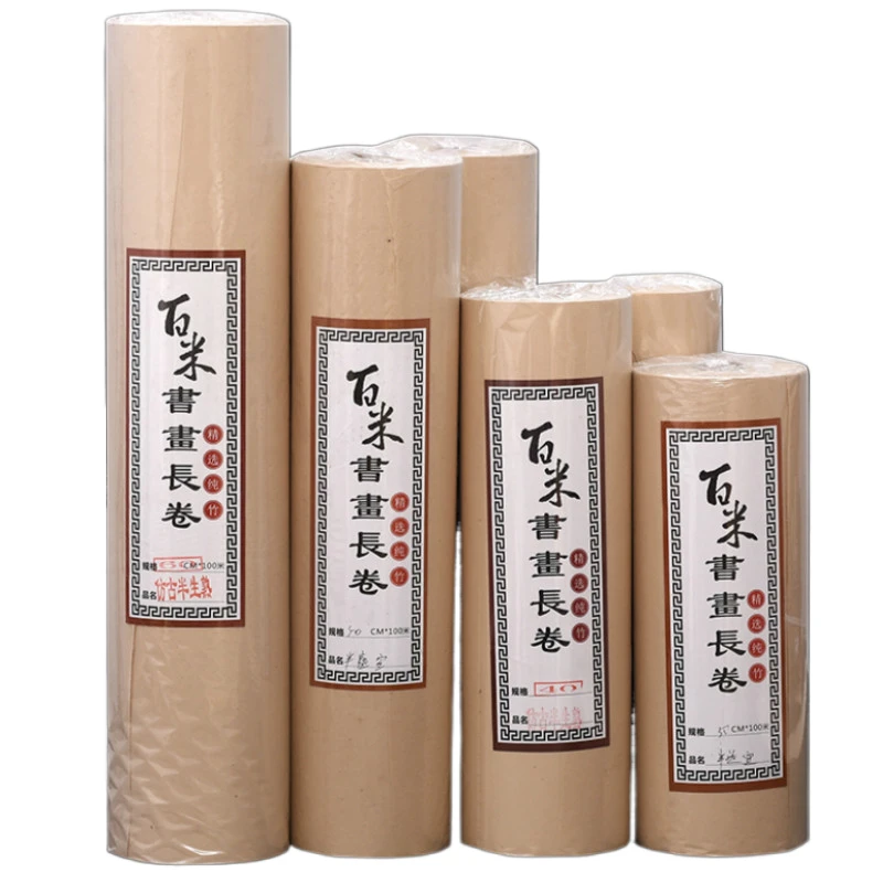 Thicken Bamboo Pulp Half Ripe Xuan Paper Long Roll Chinese Painting Creation Raw Xuan Paper Brush Pen Calligraphy Works Papier