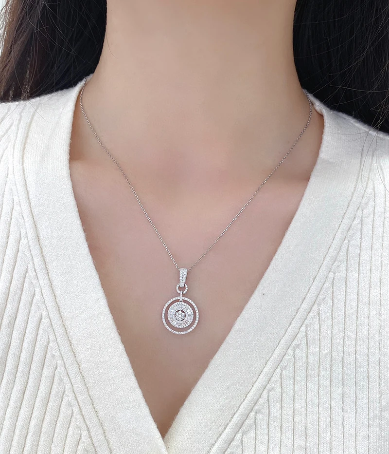 LUOWEND 18K ожерелье из белого золота роскошный блестящий дизайн 0 70 карат натуральный