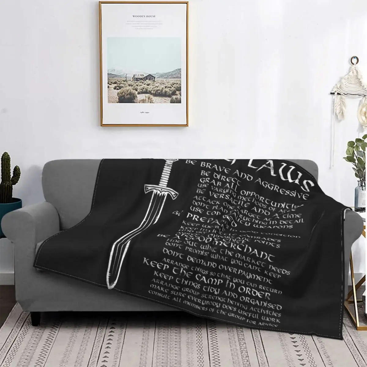 

Viking Runes Thor Mjolnir Blanket Soft Fleece Norse Valhalla Odin Throw Blankets for Sofa Office Bed Bedspread Warm Flannel