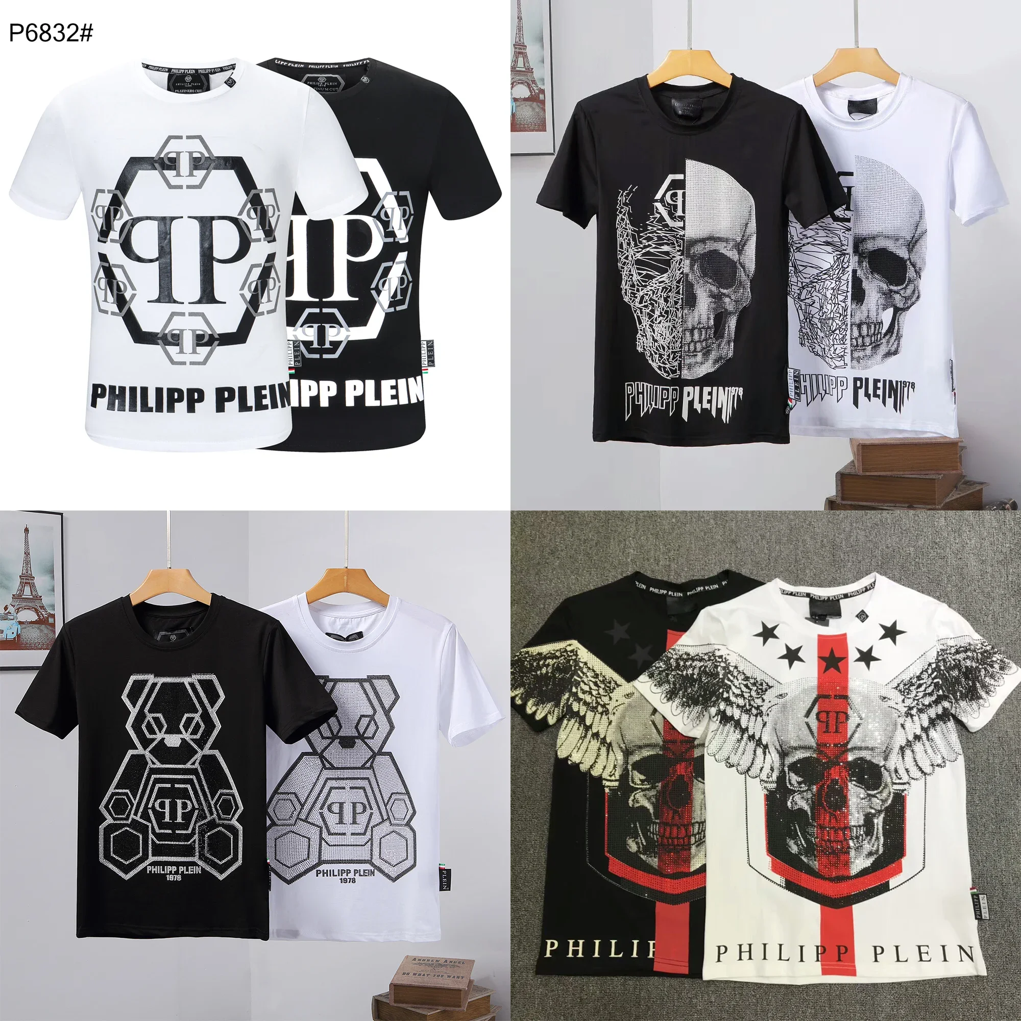 Летняя повседневная хлопковая футболка QP Philipp с ромбовидным узором и принтом