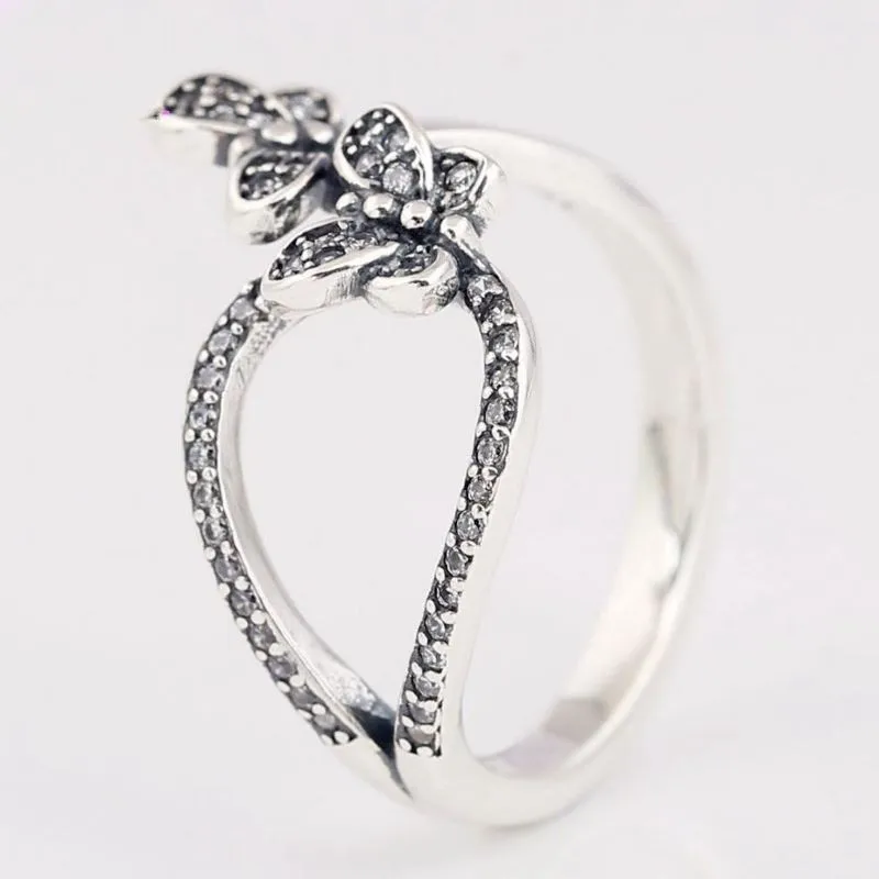 

Authentic 925 Sterling Silver Bedazzling Butterflies With Crystal Ring For Women Wedding Party Europe Fashion Jewelry