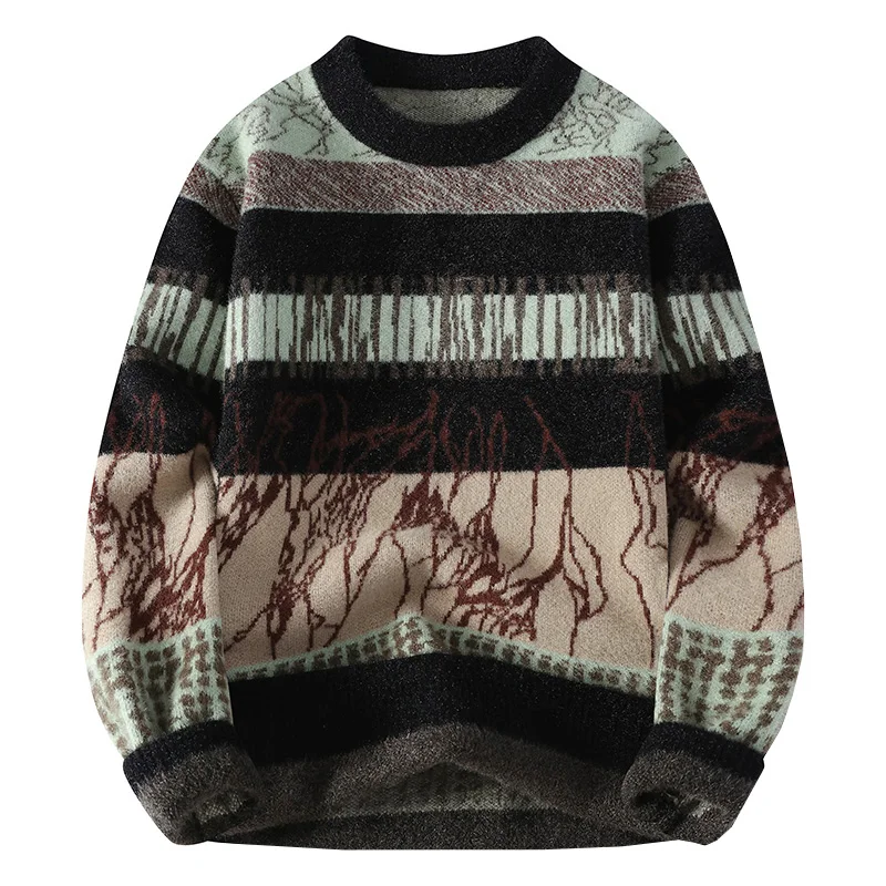 Мужские теплые вязаные свитера мужские пуловеры с круглым вырезом осень-зима