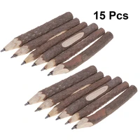 15pcs pencils rustic wooden retro durable natural bark stationery for office home