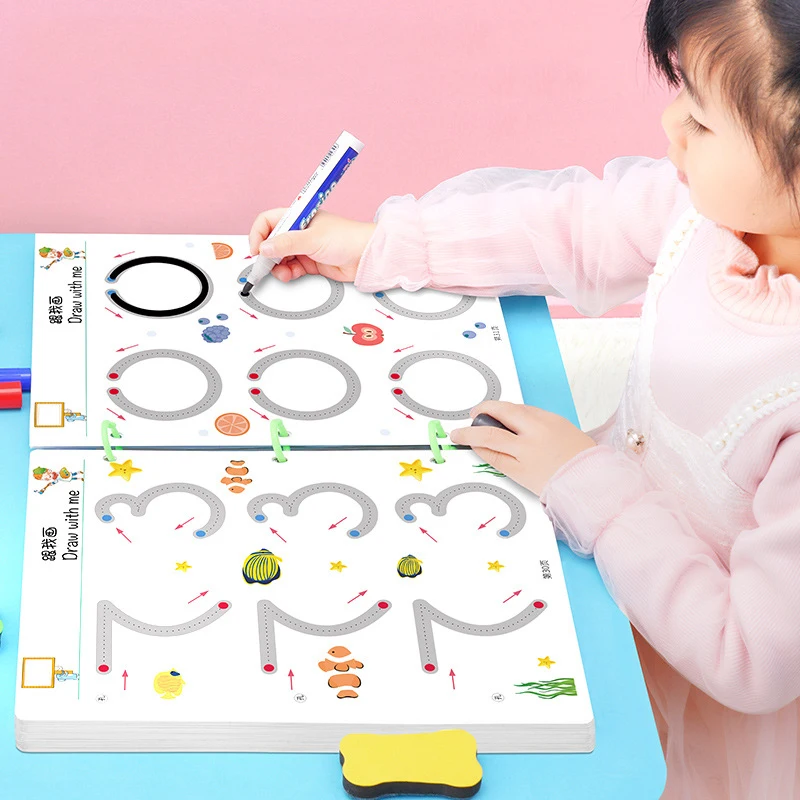

Children Learning Educational Toy Pen Control Training Color Shape Math Match Game Set Toddler Montessori Drawing Toy