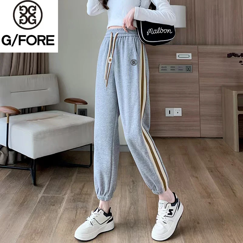 

Golf New Contrast Stripe Slim Women's Pants 2023 Spring and Autumn New Casual Loose Strap Sports Pants