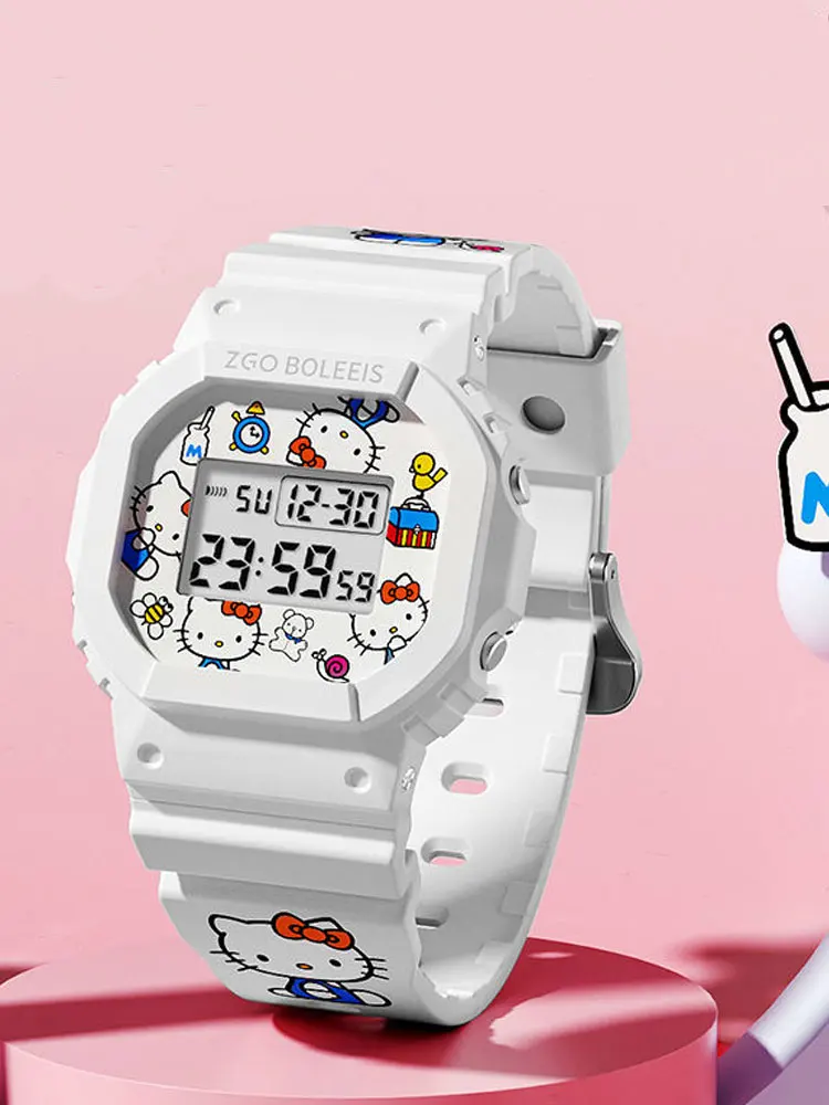 Часы наручные Hello Kitty женские оригинальные спортивные электронные квадратные