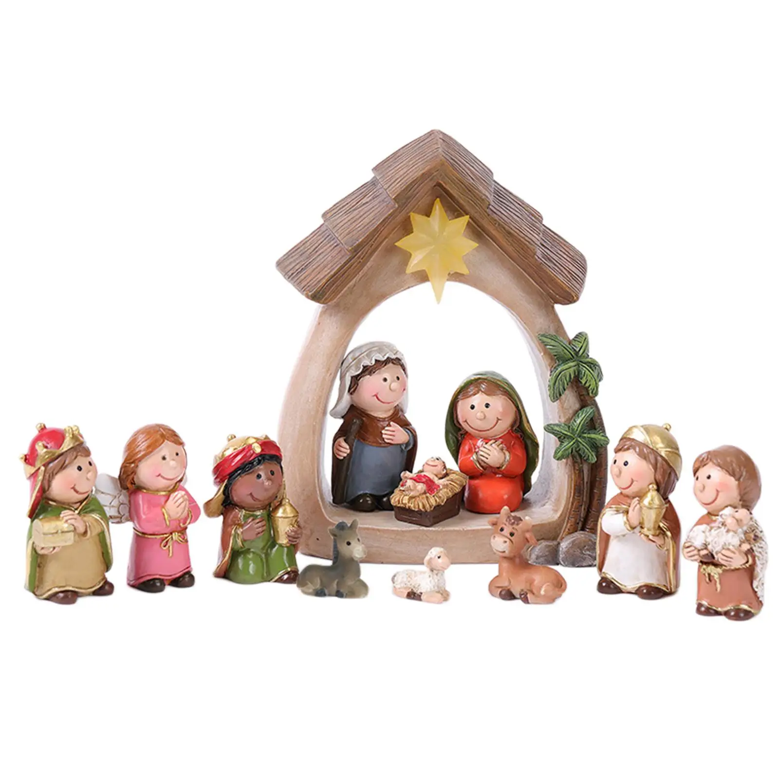 12Pcs Christmas Nativity Figurines with Light Resin Holy Family Birth of Jesus for Christmas Tabletop Church Shelf Chapel 12Pcs Christmas Nativity Figurines with Light Resin Holy Family Birth of Jesus for Christmas Tabletop Church Shelf Chapel