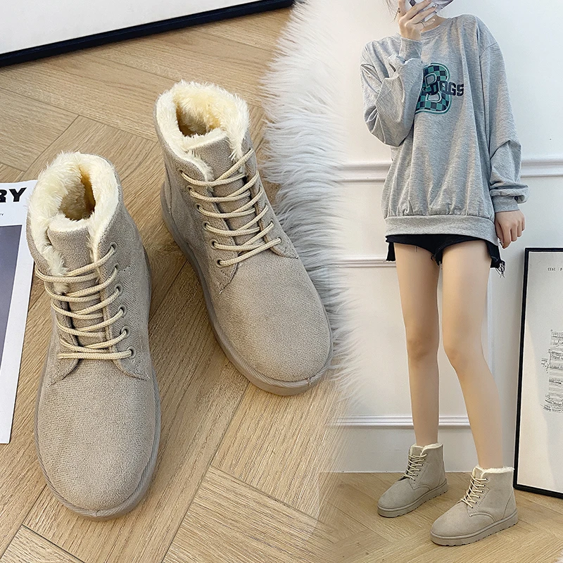 Женские ботильоны на платформе коричневые водонепроницаемые ботинки плоской