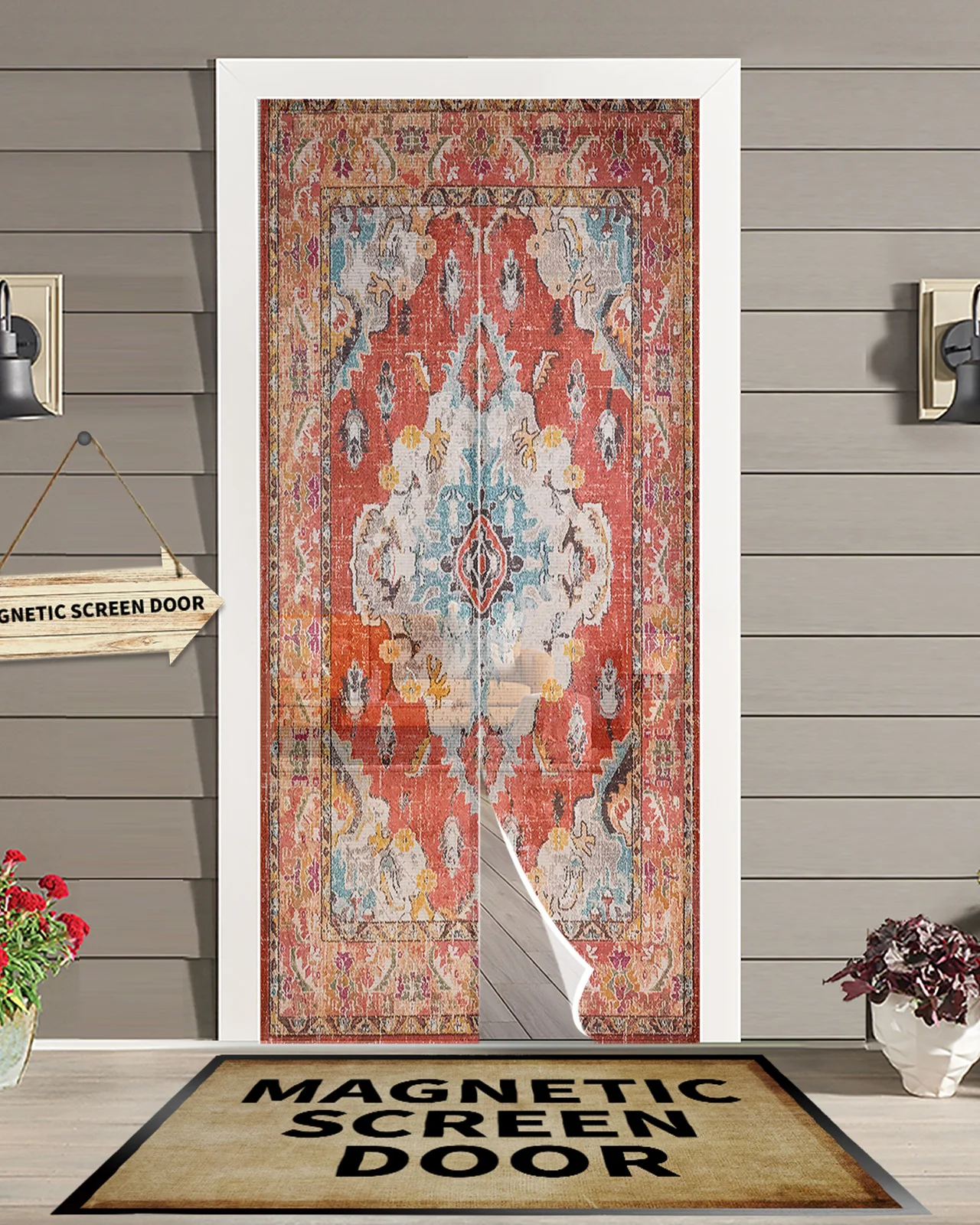 

Vintage Indian Bohemia Magnetic Door Curtain Living Room Bedroom Home Anti-mosquito Screen Door Curtain