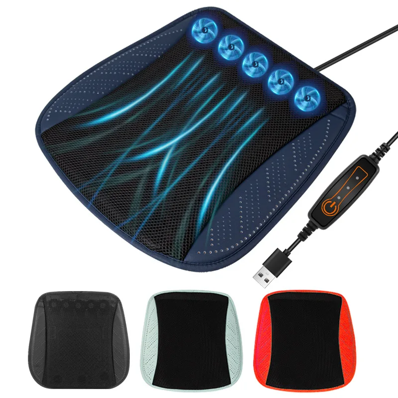 

Car Summer Cool Ice Silk Seat Cushion With USB Fan Blowing Cool Summer Ventilation Cushion Seat Cushion Car Seat Cooling Pad