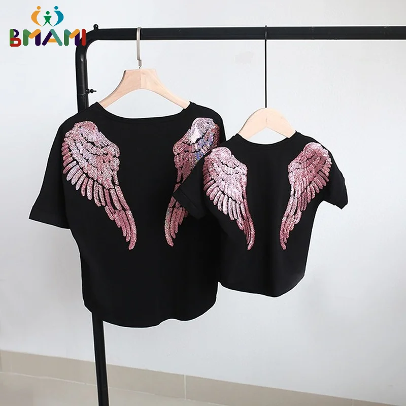 Одинаковая семейная одежда для мамы и дочки детские футболки с крыльями +