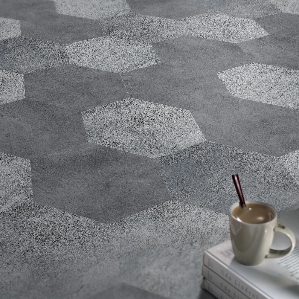 

Funlife® Hexagon Matt and Frosted Texture Grey Cement Floor Sticker Self-adhesive Bathroom Decorative Wall Stickers