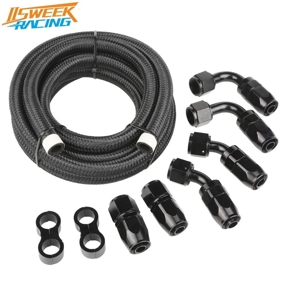 

Universal AN4/6/8/10/12 CPE Fuel Line Hose Kit 3m/10ft Nylon Braided Fuel Oil Gas Hose with 6pcs Fitting and 2pcs Separators