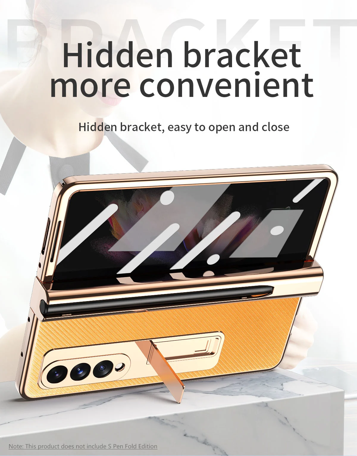 

with s Pen Slot Case Holder Case with Bracket Kickstand Case Front Is Tempered Glass Case for Samsung Galaxy z Fold 3 Case
