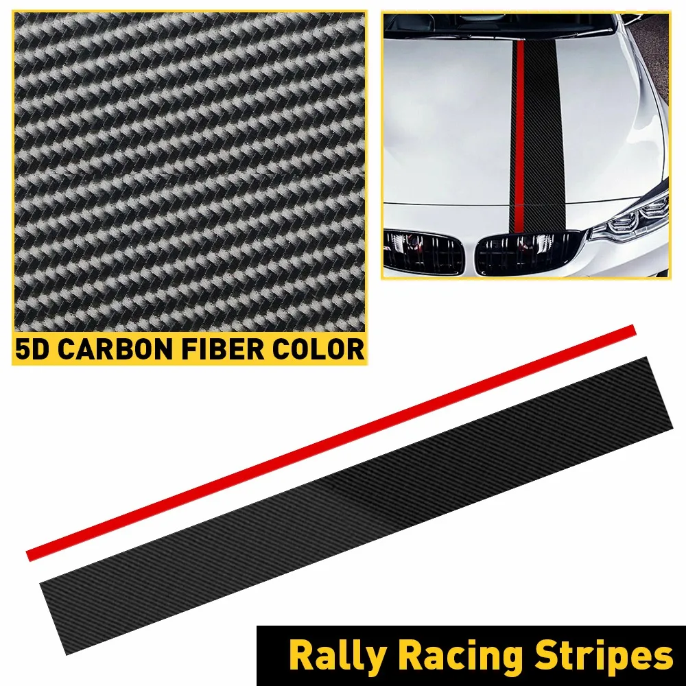 

Car Rally Racing Stripes Front Hood 5D Carbon Fiber Decal Wrap Stickers for Peugeot 307 308 Honda Civic Mazda CX5 Accessories