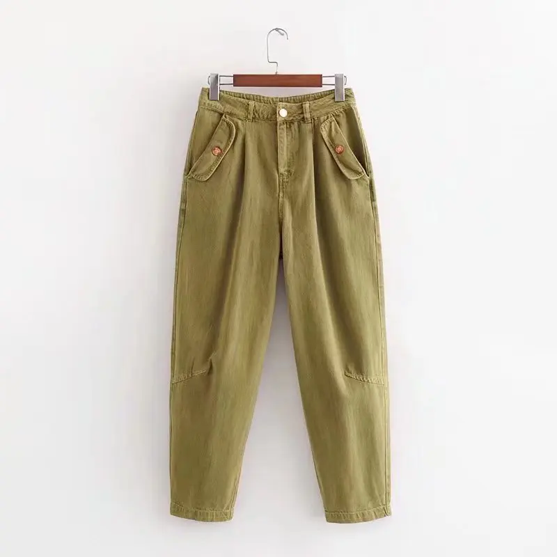 

Women Ankle Lenght Jeans Spring 2022 New Fashion Vintage Washed Denim Harem Pants Capris Modern Girl Casual Trousers