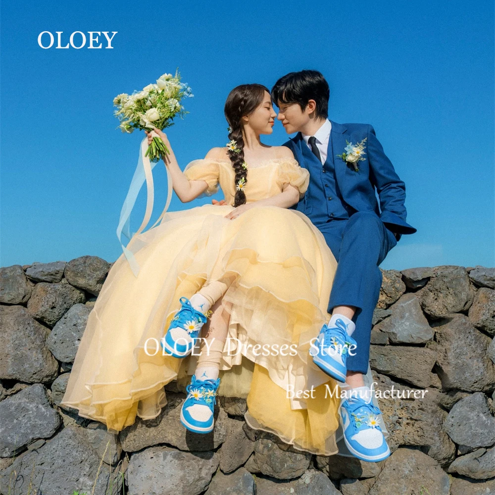 OLOEY желтое платье для выпускного вечера с открытыми плечами корейское длинное