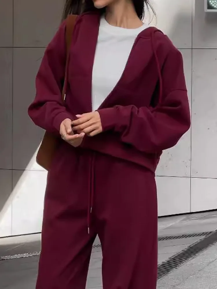 UCXQ модные красные комплекты Ancora удобная повседневная толстовка с капюшоном