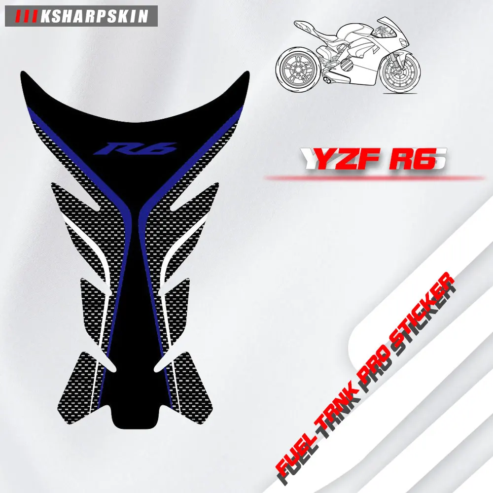 

Устойчивые к царапинам наклейки из углеродного волокна для топливного бака, мотоциклетные наклейки, наклейки с рыбьими костяшками для YAMAHA YZF R6