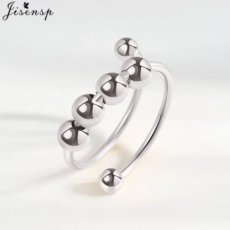 

Fashion Simple Fidget Beads Rings for Women Men Rotate Freely Anti Stress Anxiety Ring Single Coil Antistress Spiral Jewelry Toy