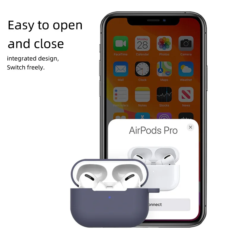 Solid Color Silicone Protective Case for AirPods Pro: Apple Bluetooth Headset Soft Cover 3